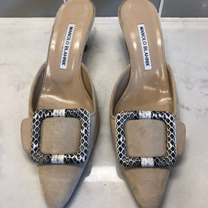 Manolo Blahnik Maysale Patent Leather 50mm Mule